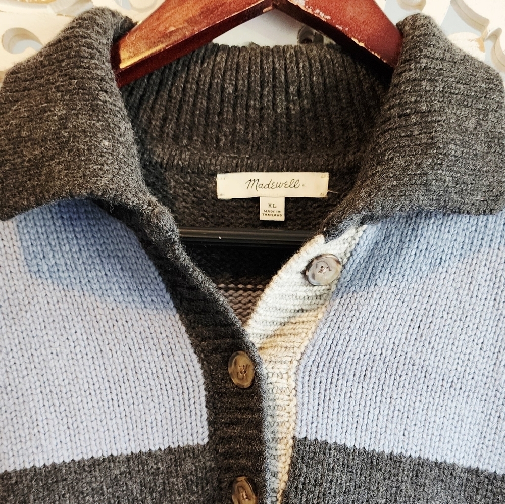 MADEWELL RUGBY UNISEX STRIPES POLO SWEATER EUC WOOL & ALPACA BLEND SIZE XL - Picture 12 of 15